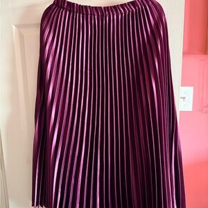 Anne Klein Pleated Midi Skirt in Deep Plum